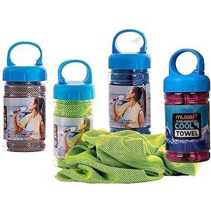 Deze koelhanddoek van 90 x 30 cm van verkoelende stof zorgt voor je verfrissing. Altijd als het heet toelaat, 4 x eiendoekjes afkoeldoek