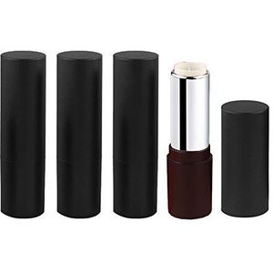4 stuks 3,5 g lege lippenstift tubes navulbare lippenbalsem tubes lipgloss buis houder containers met deksels voor doe-het-zelf make-up cosmetica reizen dagelijks leven, buitenste zwarte binnenkant