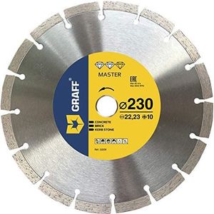 GRAFF Diamantschijf 230 mm - Diamantdoorslijpschijf voor Beton Steen Trottoirband Natuursteen en Kunststeen - Diamantdoorslijpschijf Gesegmenteerd - Segmenthoogte 10mm