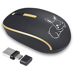 Kalttoy Draadloze Muizen 2.4G Stille Ergonomische 1200DPI met USB-Ontvanger Type-C Adapter