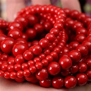 Natuursteen kralen ronde losse kralen voor sieraden maken DIY armband accessoires 4-12MM-rood koraal-6mm ongeveer 61 kralen