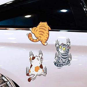 Pet Cat Car Sticker, Fun Cat Scratch Cover Car Bumper Body Window Sticker Cat Muurstickers Voor Gladde Oppervlakken Pet Lover Decals Gift Waterproof Zelfklevend Laptop Motorcycle Décor