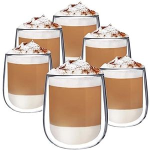 Luxe Dubbelwandige Koffieglazen - Dubbelwandige Theeglazen - Cappuccino Glazen - 250 ML - Set Van 6