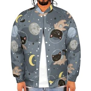 Leuke Katten Astronauten Grappige Mannen Baseball Jacket Gedrukt Jas Zachte Sweatshirt Voor Lente Herfst
