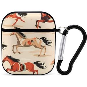 Western Horse Leuke Case voor AirPods 2&1 Schokbestendige Beschermende Hoofdtelefoon Gevallen Cover Met Sleutelhanger Voor Mannen Vrouwen