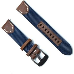 INSTR Vintage nylon lederen ontgrendelingsriemen voor heren voor Seiko voor Omega horlogeband met gesp (Color : Navy Blue, Size : 22mm)