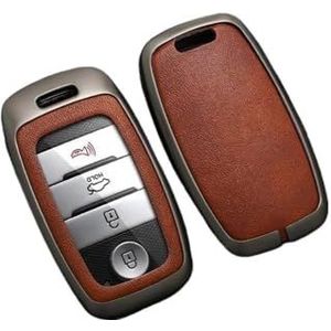 Autosleutel beschermhoes Legering Lederen Auto Afstandsbediening Smart Key Case Cover Voor Rio Voor Rio5 Voor Sportage Voor Ceed Voor Cerato K3 KX3 K4 K5 Sleutel Shell(Brown)