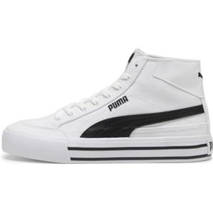 PUMA Heren Court Classic Vulc Mid Sneaker, wit/zwart, 12 UK, Wit Zwart, 47 EU