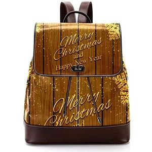 Gouden Kerst Sneeuwvlokken Houten Textuur Gepersonaliseerde Schooltassen Boekentassen voor Tiener, Meerkleurig, 27x12.3x32cm, Rugzak Rugzakken
