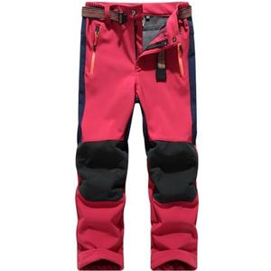 Hpbygstae Waterdichte thermobroek voor jongens en meisjes, sneeuwbroek, winterbroek, wandelbroek, softshell skibroek voor kinderen, #26-rood, 130/140 cm