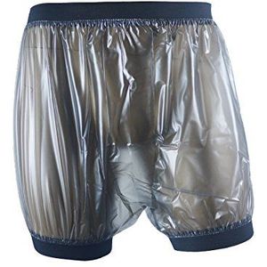 Haian Incontinentie pull-on plastic comfortbroek voor volwassenen, set van 2 (XXL, transparant zwart)