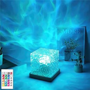 Noorderlicht Cube Midnight Aura Lamp - 16 Kleuren Water Nachtlampje, Dimbare Controle LED Crystal Sfeer Verlichting