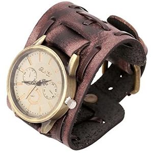 Punk Retro Armband Horloge Leer Gothic Mode Manchet Sieraden Brede Lederen Mode Manchet Polshorloge (Color : B)