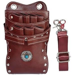 Kapperstas voor uitrusting Kappersschaar Pouch Salon Kapper Kappersholster Haarstylist Gereedschap Tassen Kam Schaar Taille Schouderriem Etui PU Kapperstas(Dark Brown)