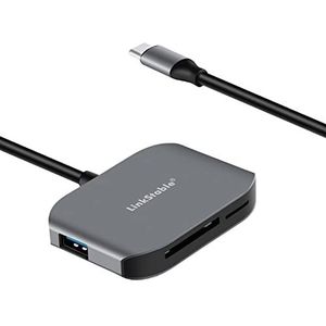 DriverGenius HubStation | 4-in-1 USB-C SD 3.0 Kaartlezer met 2-Port USB 3.0 Hub - Compact en Snel voor Foto- en Videowerk (Aluminium, U3CR05)