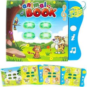 Boxiki kids Animal Learning Sound Book Activity Book voor peuters 12-18 maanden en vroege baby ontwikkeling, elektronisch dierenboek, muziek afspelen, dierennamen leren, geluiden voor baby's van 1-2