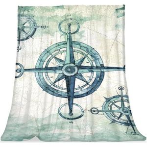 Gooi deken voor bank, zachte deken en plaids, zeeanker kompas wereldkaart, 59x51 inch