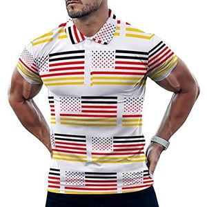 Duitsland Amerikaanse Vlag Grappige Mannen Polo Shirt Korte Mouw T-shirts Klassieke Tops Voor Golf Tennis Workout