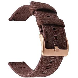 LQXHZ 18mm 20mm 22mm Gevlochten Canvas Band Compatibel Met Samsung Galaxy Watch 3/4 40mm 44mm Classic 46mm 42mm Quick Release Armband (Color : Brown rose gold, Size : 20mm)