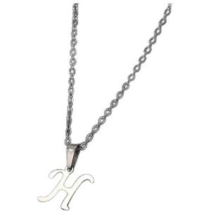 Eenvoudige zilveren kleur 26 letter hanger ketting mode unisex AZ initialen roestvrijstalen choker sleutelbeen ketting sieraden (Style : FN782176)