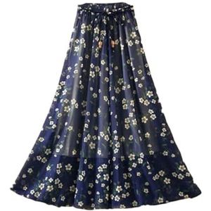 Zomerrok voor dames, bloemenprint, chiffon, hoge taille, elegante A-lijn, boho-lange rok, kleur 17, L