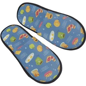 942 Pantoffels voor heren, avocado, sandwich, drankpatroon, warme instappers voor volwassenen, heren, slippers, casual pantoffels, voor heren, binnen en buiten, dames, Harige pantoffels 2294, 3.5/6 UK