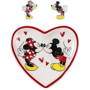 Mickey & Minnie Oorbellen en Hart Trinket Tray Gift Set SF00675L.PH, Eén maat, Messing, Geen edelsteen