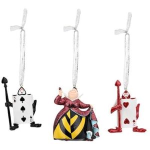 Widdop Disney Alice in Wonderland Hartenkoningin en Kaarten, glitter kerstboom hangende decoraties (set van 3) in geschenkdoos