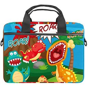 Dinosaurus Dier Laptop Schouder Messenger Bag Crossbody Aktetas Messenger Sleeve voor 13 13.3 14.5 Inch Laptop Tablet Beschermen Tote Bag Case, Meerkleurig, 11x14.5x1.2in /28x36.8x3 cm