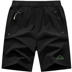 Rdruko Sneldrogende wandelshorts voor heren, lichtgewicht, hardlopen, sportschool, outdoor actieve shorts met ritszakken, Groen-zwart, 3XL