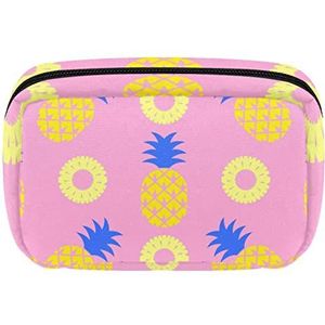 Reis Gepersonaliseerde Make-up Bag Cosmetische Tas Toiletry tas voor vrouwen en meisjes Pop fruit Patroon Roze, Meerkleurig, 17.5x7x10.5cm/6.9x4.1x2.8in