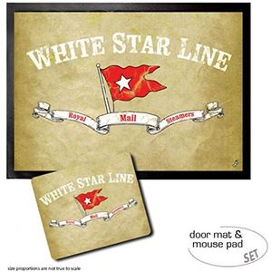 1art1 Titanic, White Star Line Banner Deurmat (70x50 cm) + Muismat (23x19 cm) Cadeauset
