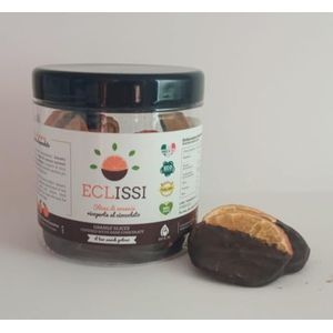 Biocal - Eclipse/Sinaasappel en chocolade/Gedehydrateerde fruitsnack/100% van natuurlijke oorsprong met donkere chocolade coating/Chocolade fruit/110 gr/ca. 22 plakjes
