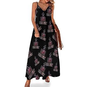Gone Squatchin Bigfoot Maxi-jurk voor dames, V-hals, casual, mouwloos, verstelbare riem, sexy lange jurk