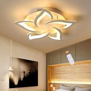 LED Plafondlamp Dimbare Bloemen Plafondlamp Met Afstandsbediening Moderne Grote Woonkamer Lamp Acryl Licht Kleur Helderheid Verstelbare Kroonluchter Voor Slaapkamer Eetkamer Kinderkamer,5 Heads