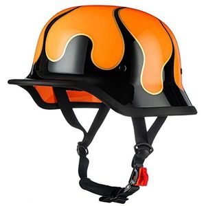Duitse stijl motorhelmen, volwassenen Vintage open gezicht halve helm DOT goedgekeurde mannen en vrouwen retro schedelkap halve helm voor scooter Street Cruiser bromfiets Chopper Decoration