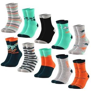 Occulto - Fantasia - Sokken - Navy - Turquoise - Grijs Gemêleerd - Oranje - 10 Pack