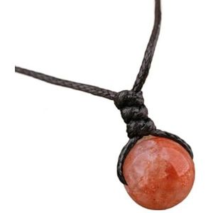 Women Labradorite Leather Necklace Fashion Amethyst Crystals Sphere Pendant Necklace Female Bohemia Jewelry (Color : Gold Sunstone)