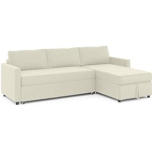 IDMarket - Hoekbank Noah met chaise longue van stof, beige