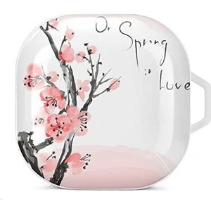 Japanse kersenbloesem oordopjes hoesje compatibel met Samsung hard shell beschermhoes witte stijl