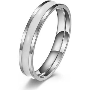 Ins eenvoudige fortitanium staal zwart en wit rubber unisex paar ringen Europese en Amerikaanse mannen en vrouwen bruiloft verlovingsvoorstel hand sieraden (Color : Steel-colored white glue, Size :