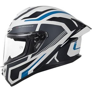 RYDZCLH Mode Retro Motor Integraalhelm met Anti-condens Vizier Mannen en Vrouwen Off-road ATV Scooter Helmen Motorcross Helmen DOT/ECE Goedgekeurd,C,XL