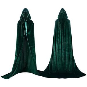 Proumhang Groene Lange fluwelen cape met capuchon Unisex volwassen kostuum Halloween 150cm