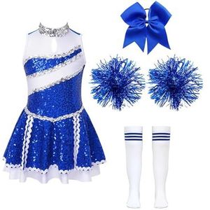 Cheleader-uniformen voor meisjes, cheerleader-uniformen voor kinderen, cheerleading-kostuum, kort bovenstuk, rok, sokken, kledingset, danskleding (kleur: