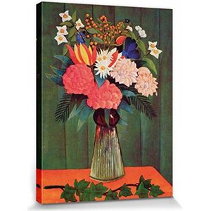 1art1 Henri Rousseau Poster Kunstdruk Op Canvas Bouquet Of Flowers With An Ivy Branch, 1909 Muurschildering Print XXL Op Brancard | Afbeelding Affiche 40x30 cm