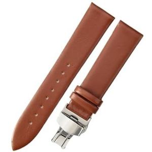 INEOUT Echt Leer Ultradunne Zachte Horlogeband Compatibel Met DW Compatibel Met CK Compatibel Met Longines Heren Dames Blauw Wit Bruin Horlogeaccessoire Band Horlogearmband (Color : L-brown-steel-B1