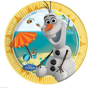 Unique Party 71993-20cm Disney Frozen Party Plates, Pack van 8 met Summer Olaf