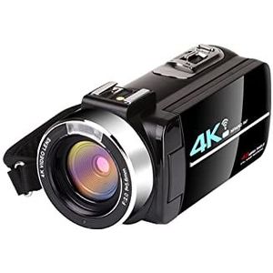 Videocamera, 4K -videokamcorder met microfoon Wifi 56mp Live streaming 18x 270 graden rotatie touchscreen nachtzicht visie HD Recordercamera(64 G SD Card,AF2 Standard)