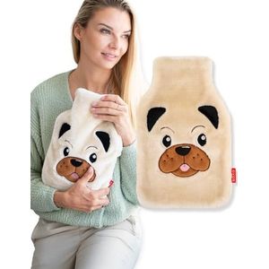 Warmwaterkruik - Hondengezichtje - Zacht - Donzig