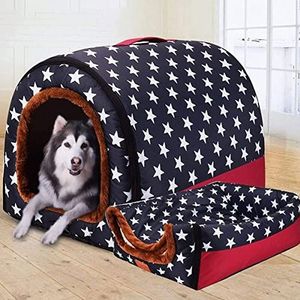 XWanitd XL Jumbo hondenhuis met medium bed, tent met bed voor hond voor angstverlichting, zachte kattengrot, warme iglo voor winter, 2-in-1 huis voor huisdieren, wasbaar (92 x 68 x 72 cm, C)